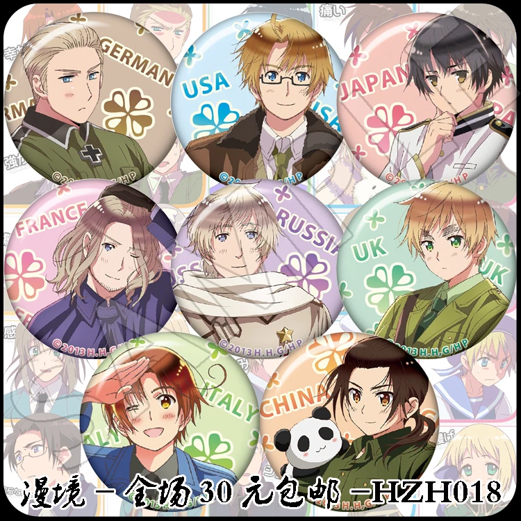 8 шт./компл. 58 мм Забавный APH Axis Power Hetalia World Twinkle итальянский Американский Китай FR
