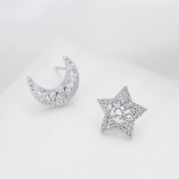 

Temperament Star Moon Stud Korean Fashion 925 Sterling Silver Personality Female Stud Earring SEA092