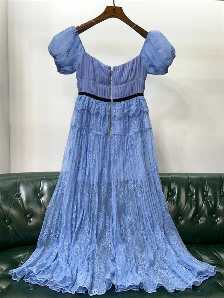 Высококачественная неделя моды женские элегантные короткие рукава кружка блузка женский воротник блузка юбка белая голубая юбка