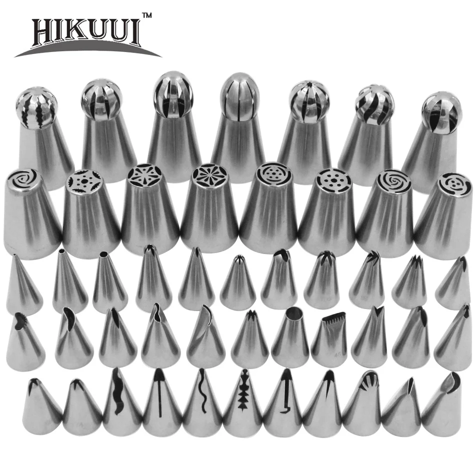48pcs set Russian Pastry Nozzles Bobby Skirt Icing Piping Tips Set Stainless Steel Kitchen Baking Cake