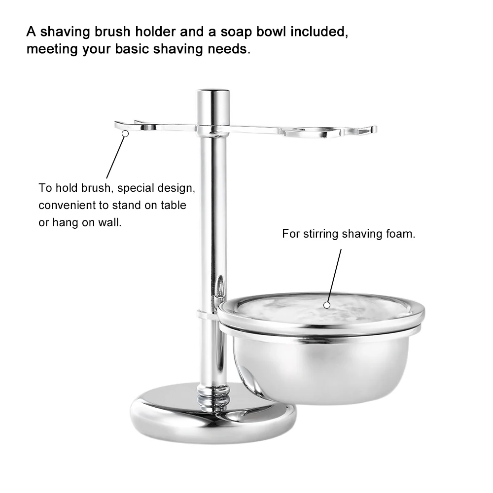 2 в 1 Набор для бритья, держатель для бритья из нержавеющей стали, подставка для щетки для бритья и мыльница для бритья, мужской набор для бритья, набор инструментов для бритья