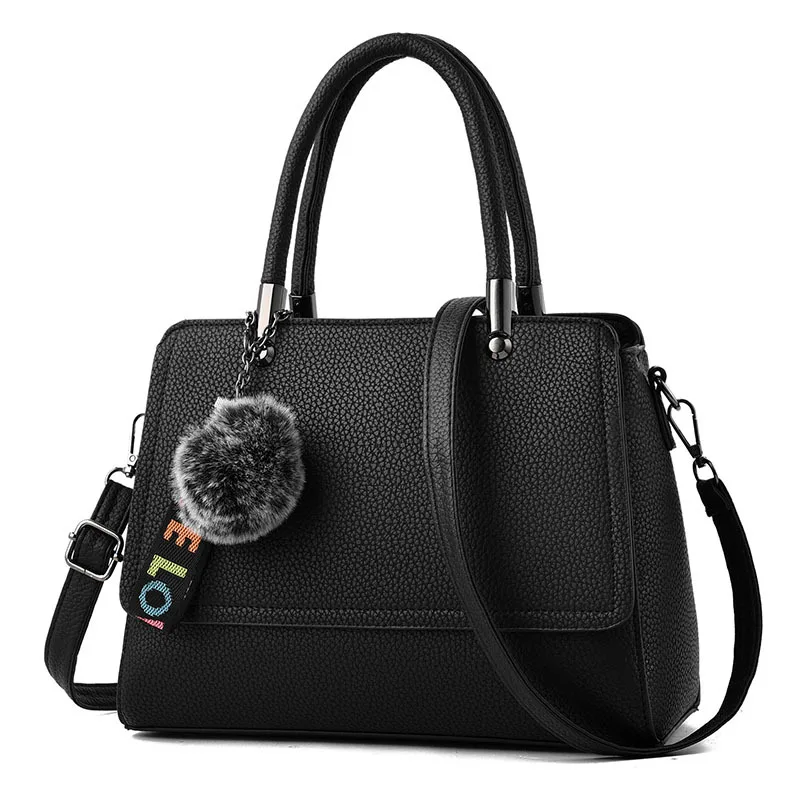 الأزياء بوم بوم شرابة المرأة حقيبة يد رسالة أكياس بو الجلود كبيرة اليد حقيبة المرأة للمتسوقين حقيبة كتف السيدات أعلى-حقائب بيد