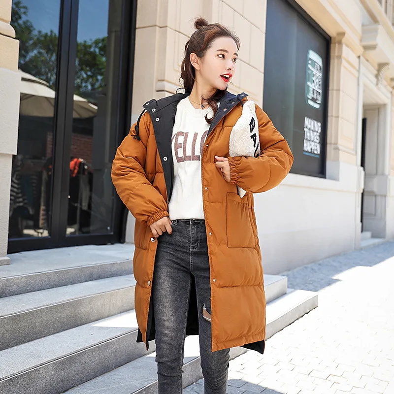 Red Femelle Hiver Bouton De noir Lâche lakysilk Veste Plus vert Avec Chaud brick Solide face Et Double Usure Fermeture Filles Dame Parka Taille Femmes Orange La Manteau Éclair wqXHAFxXa