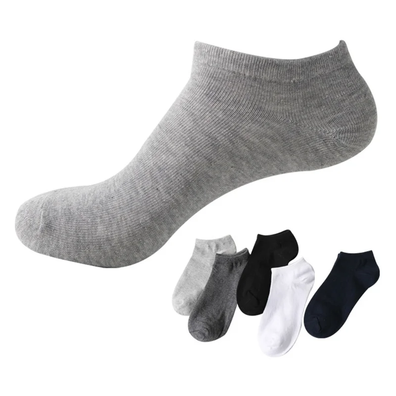 5 пар мужские безбортные носки весна лето осень впитывает пот хлопок черный чистый цвет Повседневные носки мужской дезодорант мода лодыжки Meias