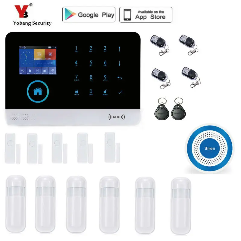 Yobang Security wireless wifi GSM alarm system home security set Voice Guide two way intercom free shipping free shipping intercom home security wireless gsm alarm system for your security