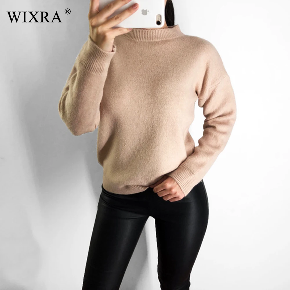 Wixra Spring Autumn Winter Women's Sweaters Long Sleeve O-Neck Knitted Pullover Basic Solid Female Clothing Jumper Tops Wixra Spring Autumn Winter Women's Sweaters Long Sleeve O-Neck Knitted Pullover Basic Solid Female Clothing Jumper Tops