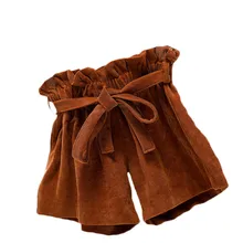 Summer Baby Girls Shorts Solid Bow Ruffle Shorts Fashion Children's Shorts Corduroy Pants For Girs PP Trousers 1-5 Years