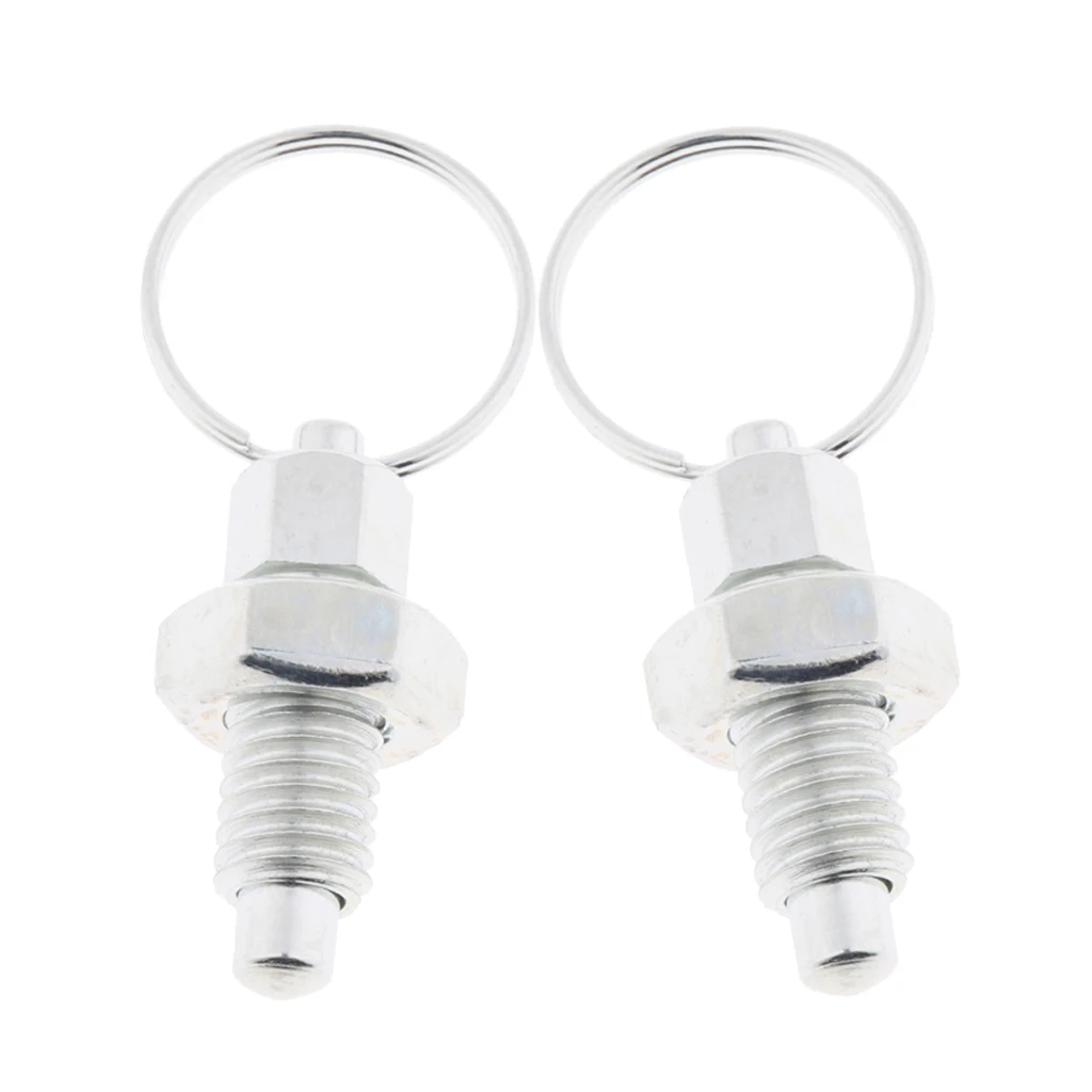 2Pcs Stainless Steel Non Lock-Out Indexing Plunger With Pull Ring M8