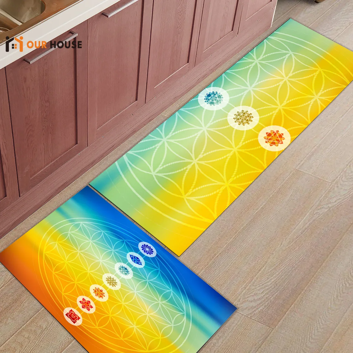 

Ourhouse Gradient Toned Chakra Centers Spiritual Power Universe Harmony Religious Doormats For Entrance Way Dirt Debris Mud