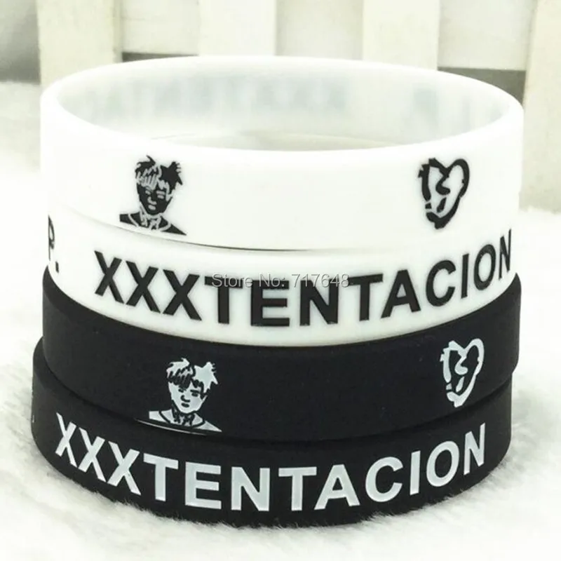 1 шт. черно белый Xxxtentacion браслет силиконовые браслеты резиновые манжеты