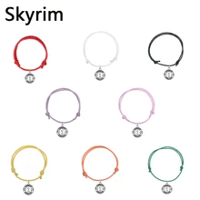 Skyrim 10 шт./лот один счастливый Пенни Алфавит кулон Корея вощеный хлопковый шнур браслет модный стиль регулируемый 8 цветов выбор