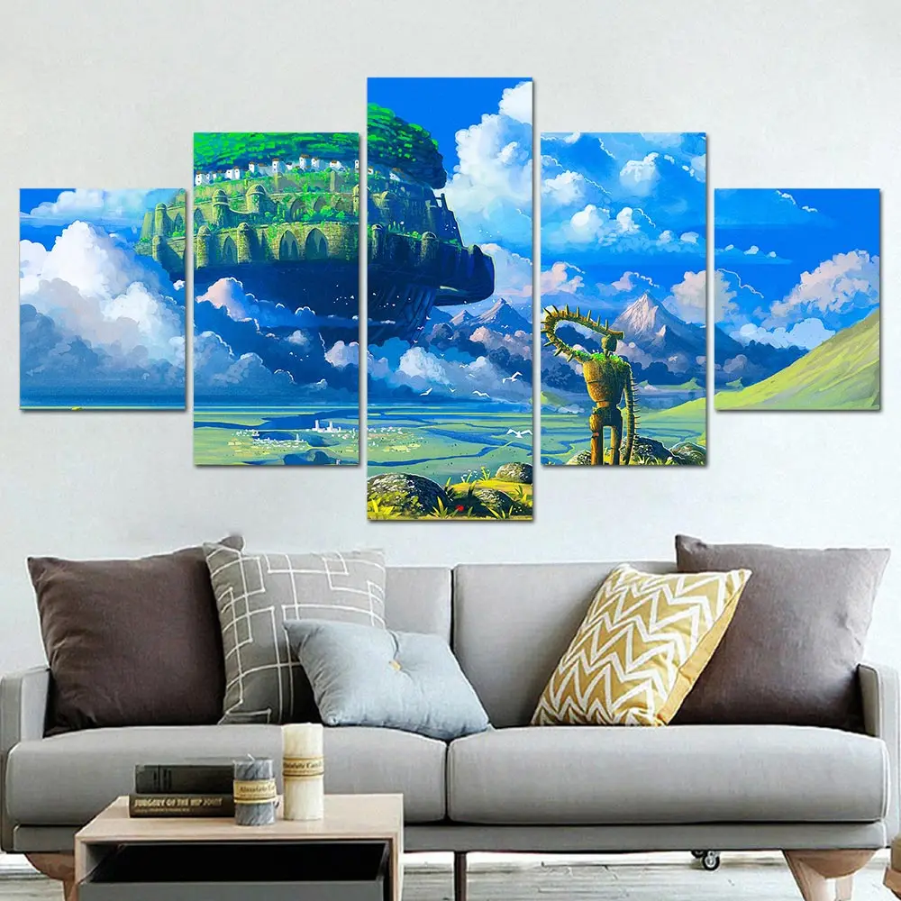 

Modular Pictures 5 panel Miyazaki Hayao Laputa Castle in the Sky Canvas painting movie poster and Prints Canvas Painting F1575