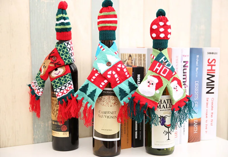 QuickDone-Christmas-Wine-Bottle-Decorations-for-Home-Santa-Claus-Scarf-Hat-Suit-Banquet-Xmas-Party-Plush-Cute-snowmen-Table-Decor-MR0111 (14)