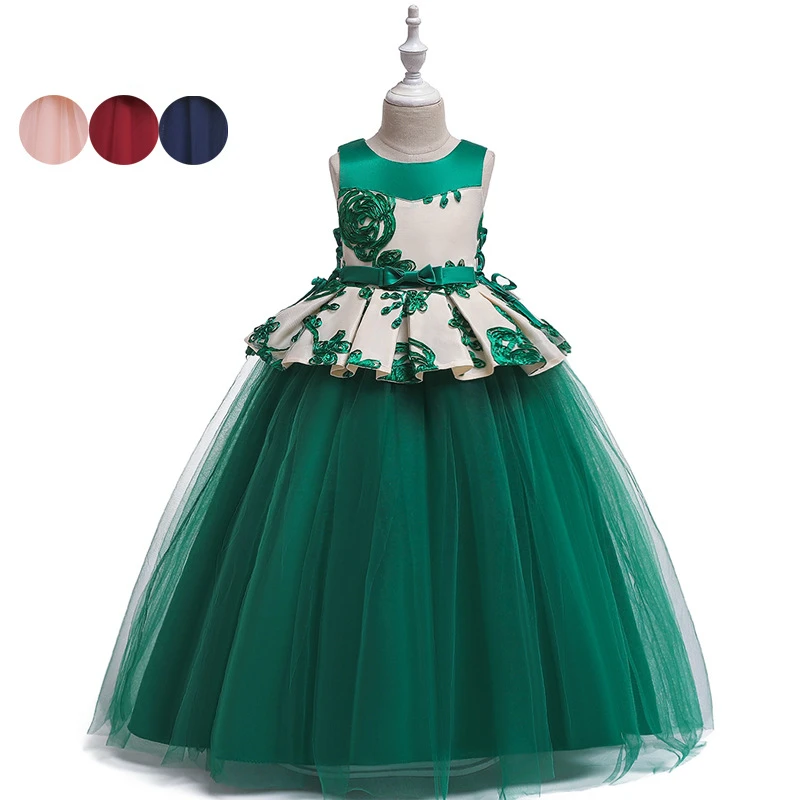 

2019 New Long Girls Summer Dress Princess for Party Evening Formal Dresses Girl Blue Pink Red Green