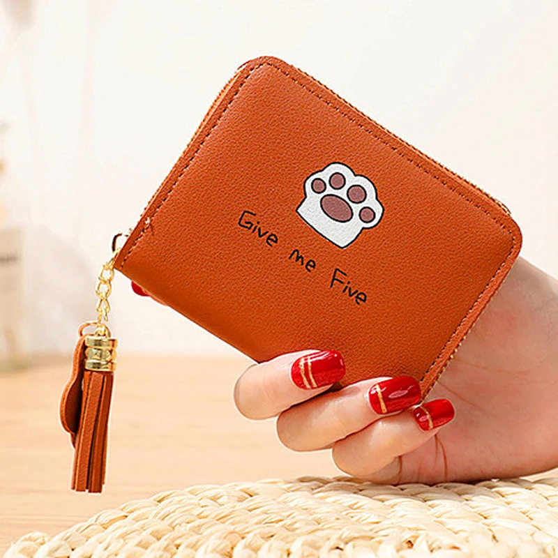 

Cat claw simple small wallet zipper short coin purse mini bag