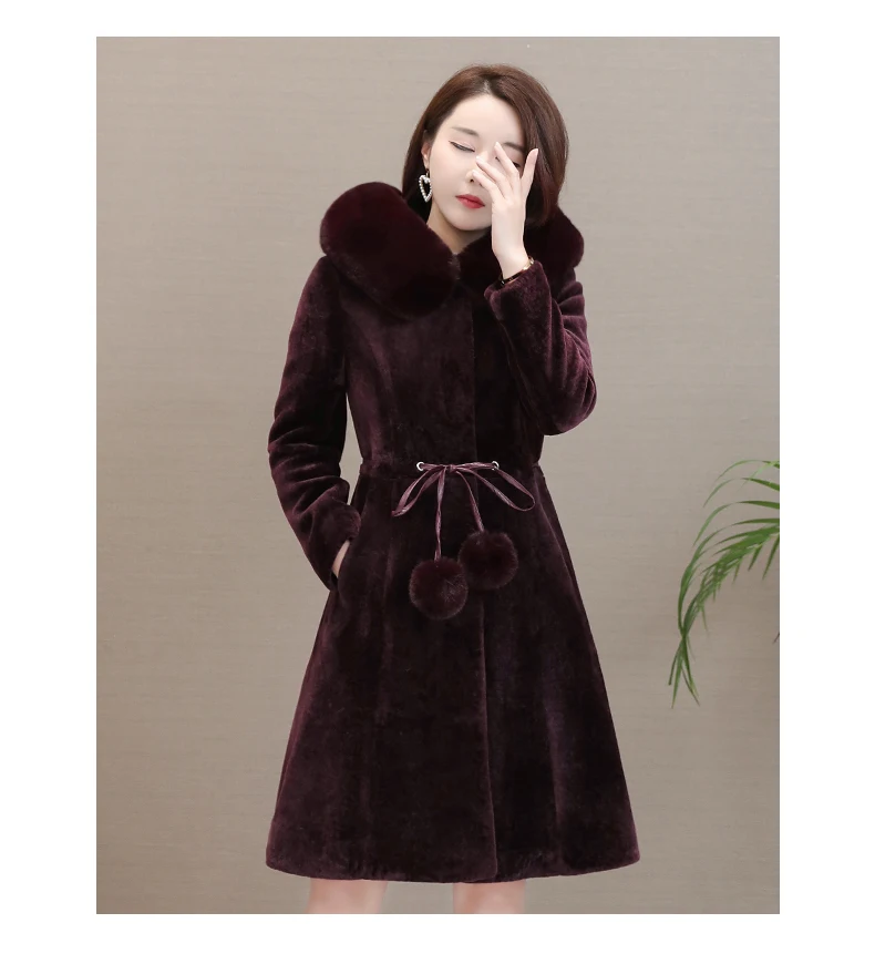 Высококачественная Брендовая женская Зимняя шерстяная куртка с капюшоном, пальто, Модное теплое плотное тонкое длинное пальто большого размера, Женское пальто из искусственного меха 6XL