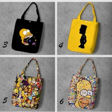Simpsonsss мультяшная Студенческая печатная переработанная Холщовая Сумка для покупок большая емкость настраиваемая Сумка-тоут модная женская Повседневная сумка на плечо