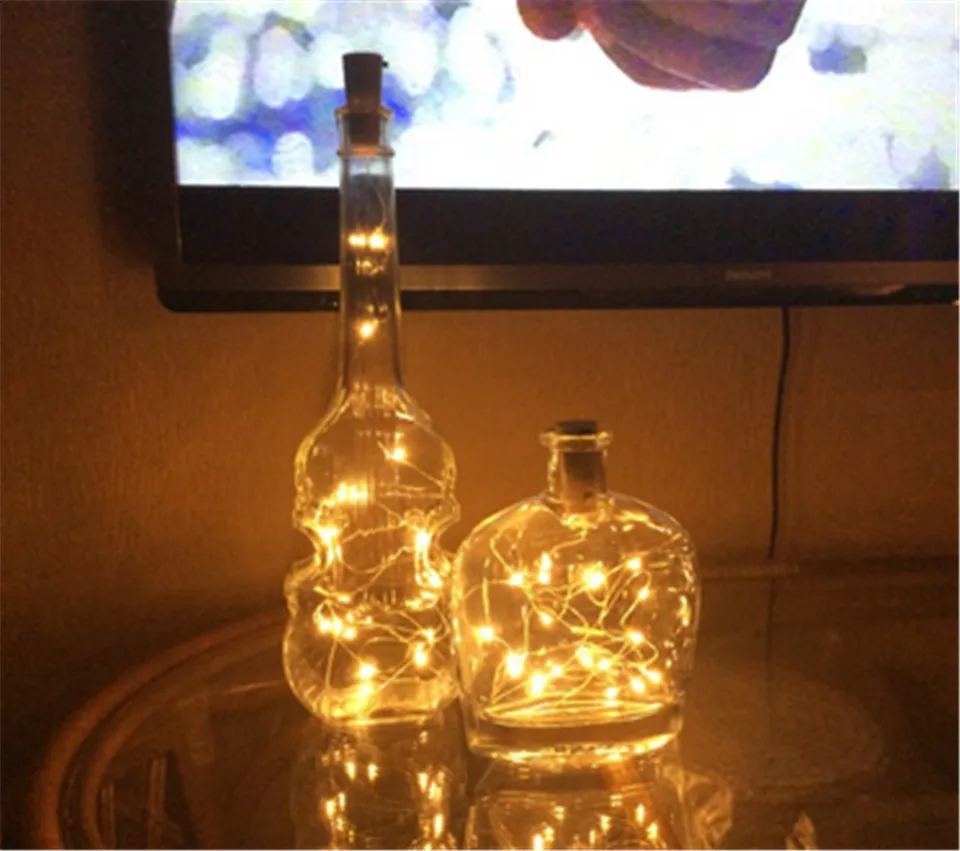 2 м 20 светодиодный S светильники в форме винных бутылок с пробкой встроенный Батарея светодиодный из пробки Форма серебристо-медный провод