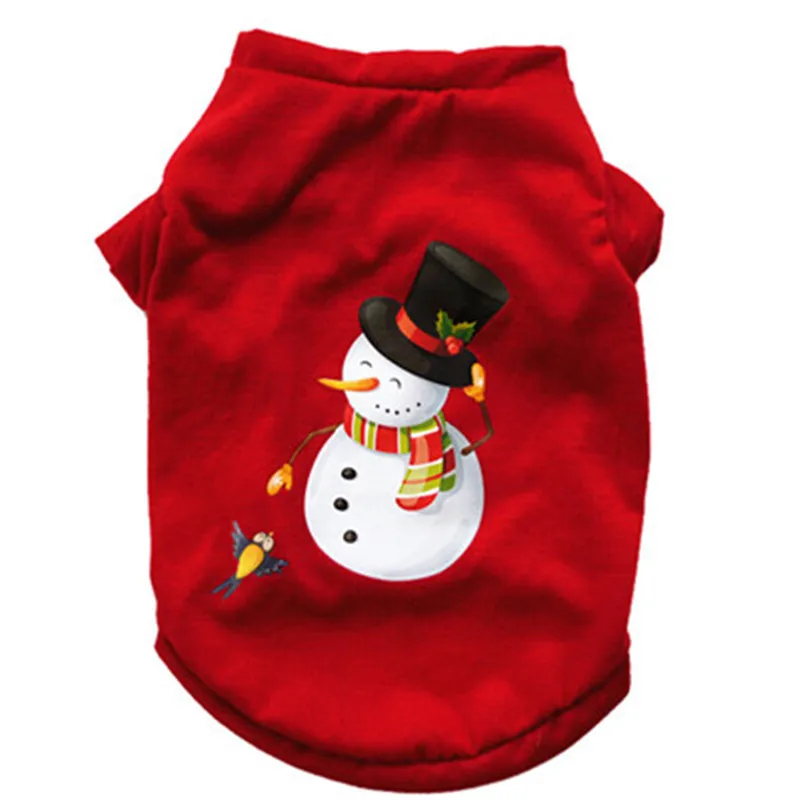 

Christmas Dog Clothing vest Polyester T shirt Snowman santa claus pattern print Costume Summer Winter Chihuahua Clothes 2019#40