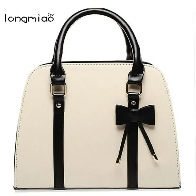 

longmiao Women Handbag Shell Bags Candy Color Lady Handbag Fashion Korean Shell Designer Handbags with Bow Sac a Main Marques