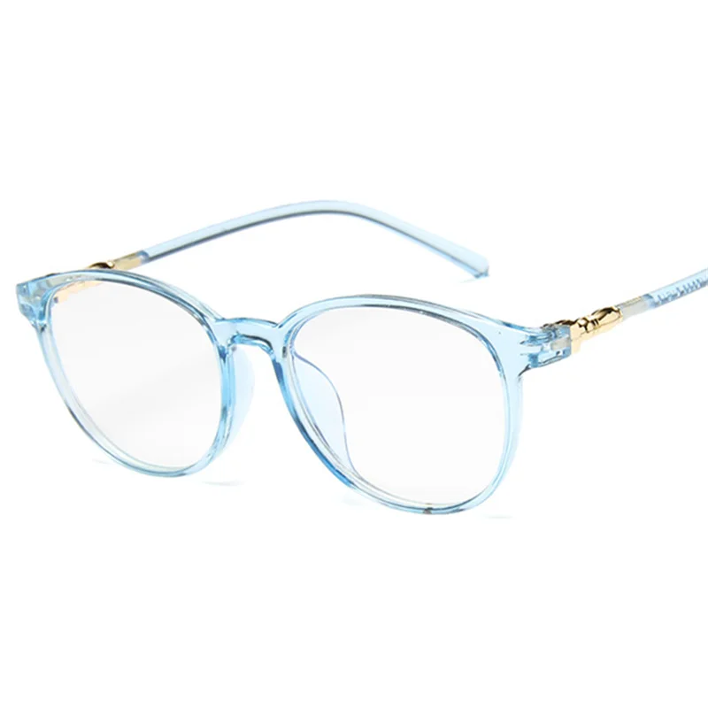 Модные прозрачные очки, оправа для женщин и мужчин, винтажные поддельные очки, круглые очки для глаз, женские прозрачные оптические оправы для очков - Цвет оправы: Blue