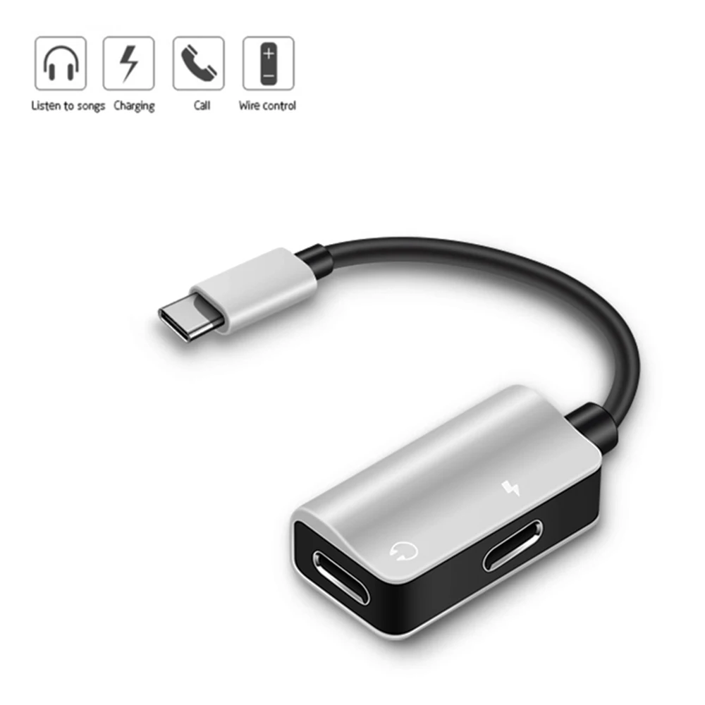 

USB TYPE-C audio charging adapter 4 at 1 c headphone jack + charge + call + play music converter, type-c phones are compatible