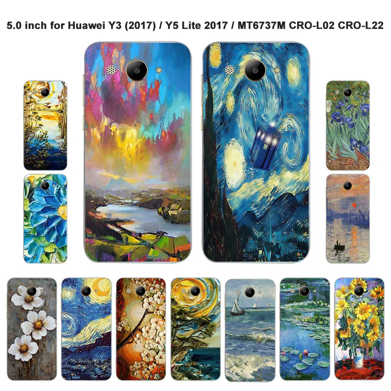 5 0 дюйма для Huawei Y3 2017 облегающие чехлы с масляной росписью Y5 Lite мягкий силикон MT6737M