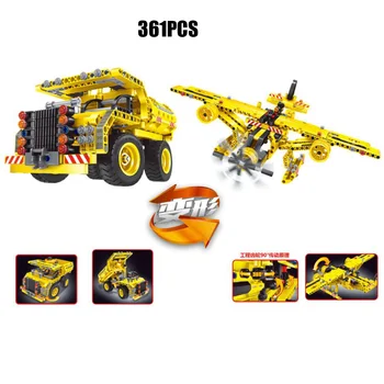 

Technics city Engineering vehicle Mining truck Transport Vehicle Propeller Aircraft 2in1 bricks assemble block educational toys