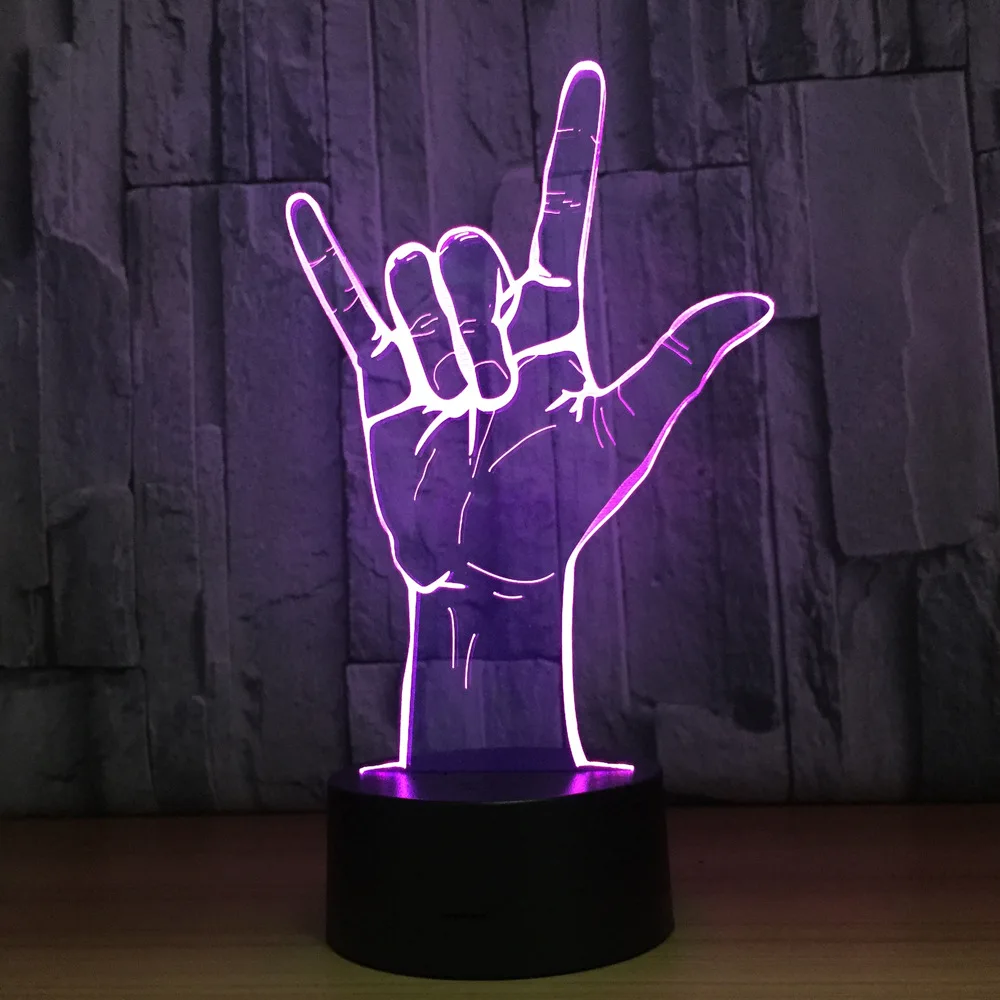 I Love You Sign Languag 3D ночник инструменты лампа 7 видов цветов LED USB прикроватная домашний