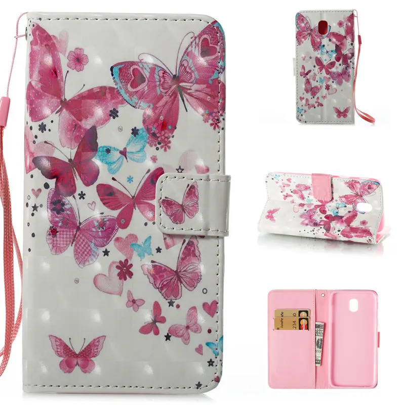 Leather Phone Case For Samsung Galaxy J5 2017 Cover For Samsung J5 2017 J530F Cases Colorful Painting Butterfly Wallet Stand