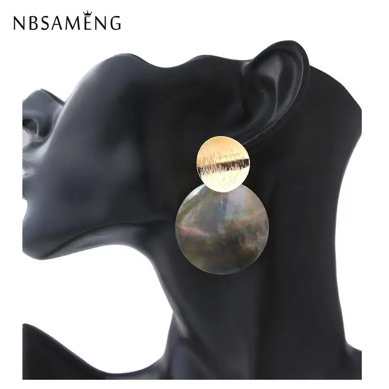 

2019 Alloy Shell Drop Round Earrings Big Geometric Earrings Fashion For Women Vintage Round Minimalist Elegant Fashion Jewelry