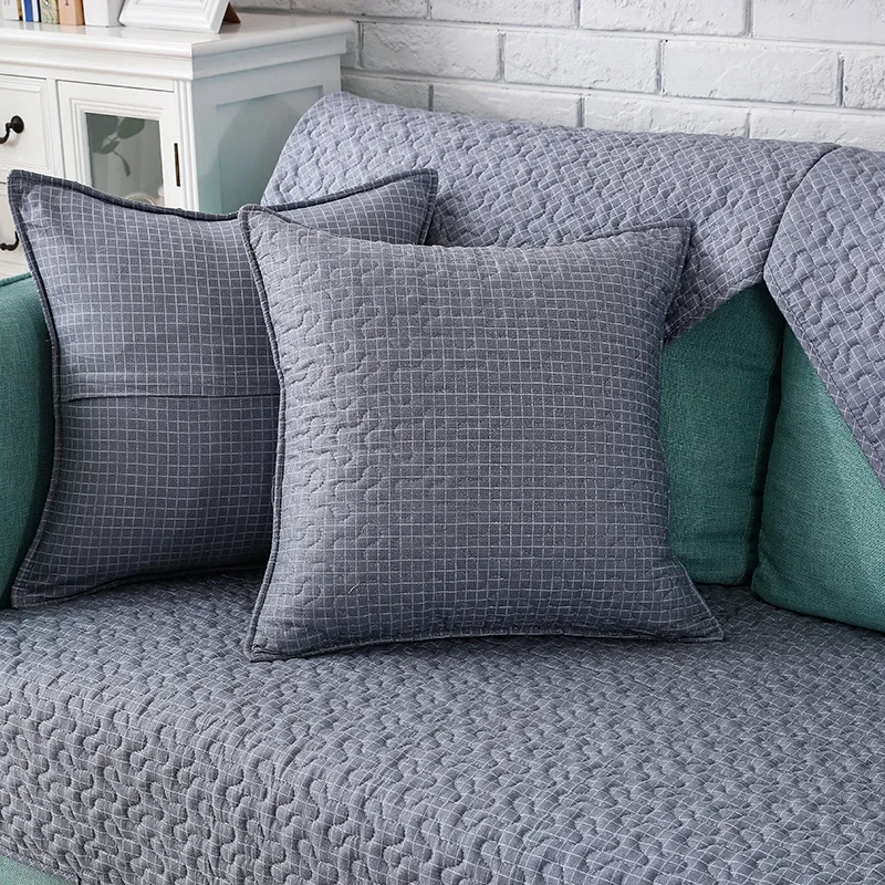

Classical Lattice Sofa Cover All Cotton Slip-resistant Couch Cover For Living Room Decoration Sectional Corner Sofa Towel 1 Pcs