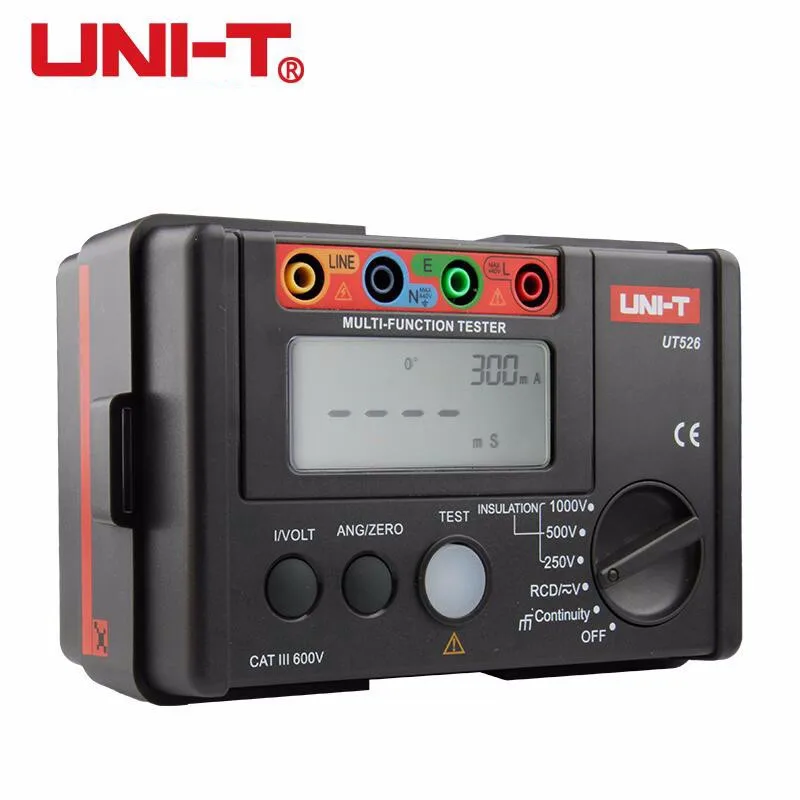 

UNI-T UT526 Multi-Functional Electrical Insulation Tester Earth Resistance Meter + 1000V+RCD Tester+Continuity+Vac/dc (4 in 1)