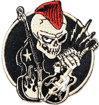 

Embroidery Patches Motorcycle Racing Rider Biker Iron on 7.6*8.3cm Skull Mohawk