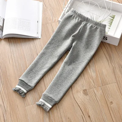 New High Quality Winter Kids Thick Warm Pants Elastic Waist Colorful Cotton Girl Pants Girls Leggings Children Pants - Цвет: gray