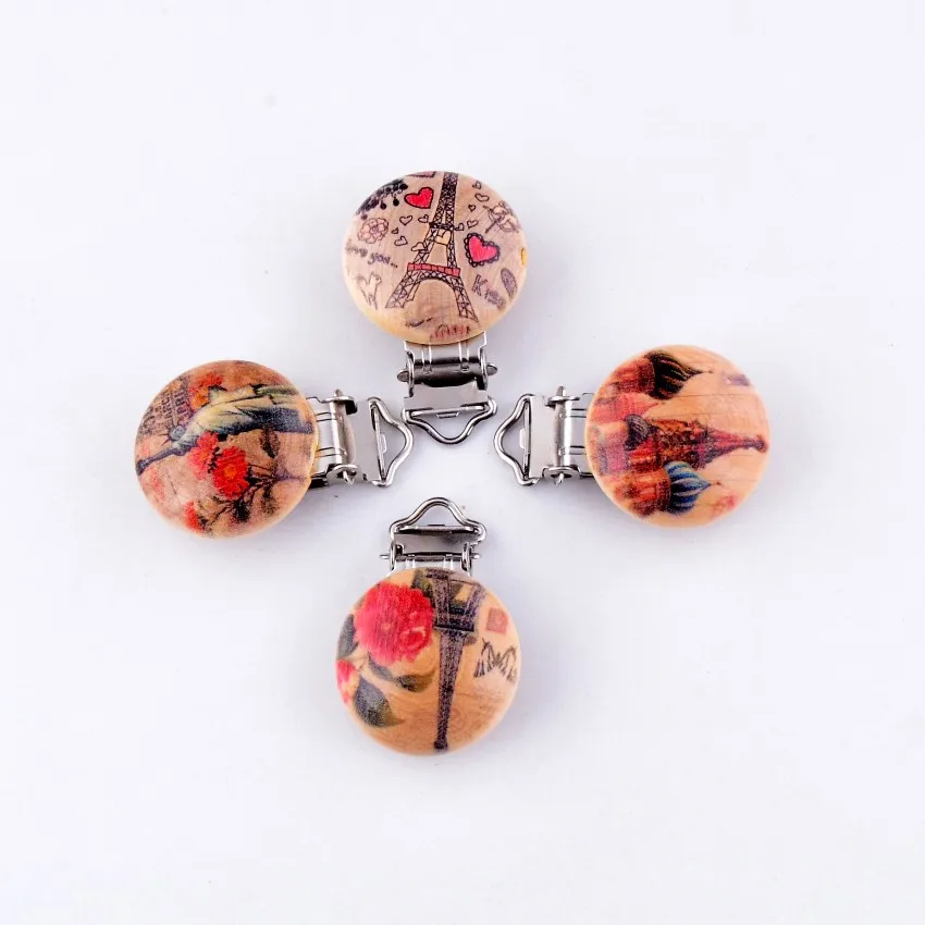 

10 шт. детские соски зажимы смешанный узор из натурального дерева Металлические Держатели милые соска для младенцев застежки забавные аксессуары 4,4 см x 2,9 см