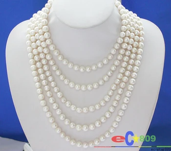 

wholesale LONG 100" 9MM white ROUND FRESHWATER PEARL NECKLACE