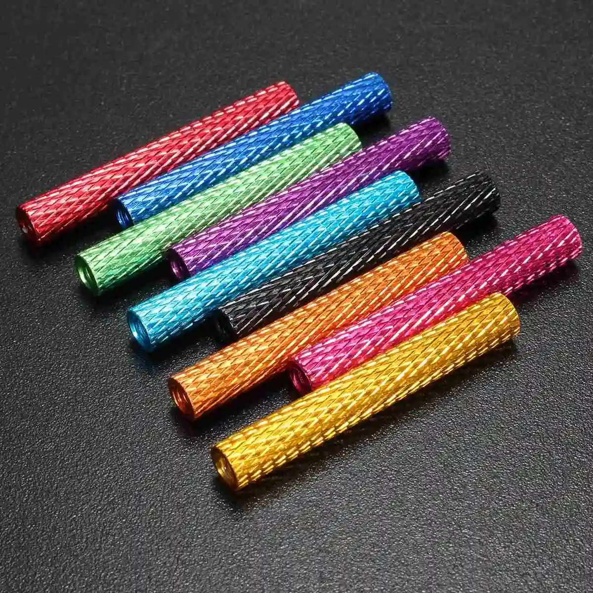 

SULEVE New 10Pcs/Set M3AS7 M3x30mm Aluminum Alloy Knurled Standoff Bolt Nut Anodized Spacer Multicolours Red Pink Purple Blue