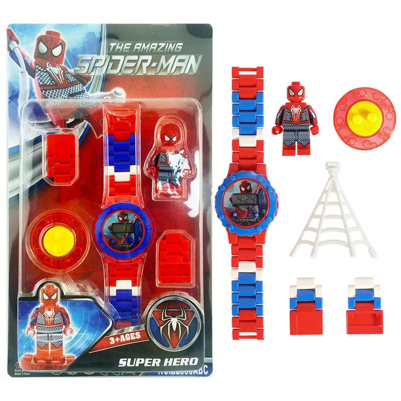 

Avengers Building Blocks Series Watch Marvel Batman Iron Man SpiderMan Compatible legoing friend Toy For Kids