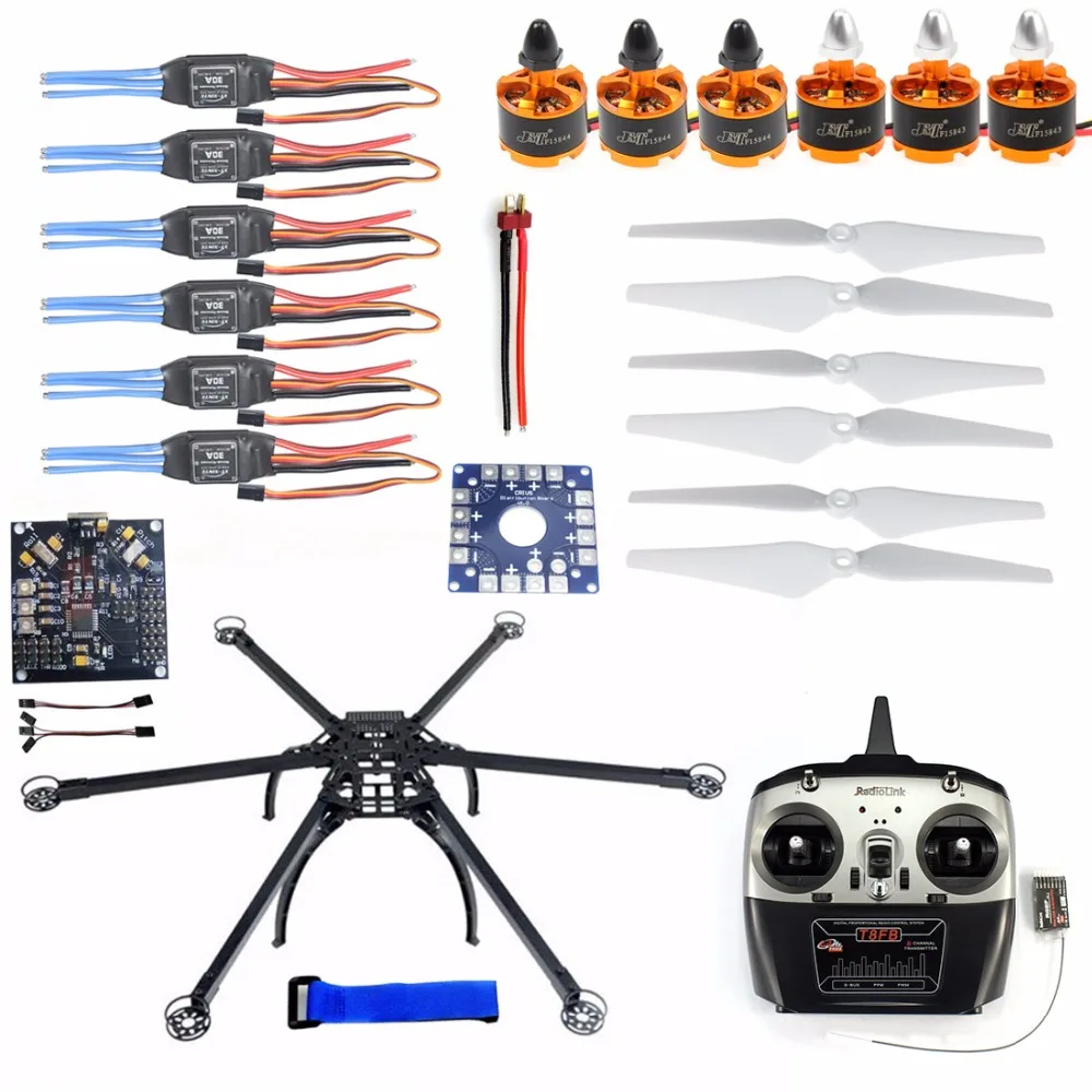 

Six-Axle Multi-rotor DIY Hexacopter Aircraft Frame Kit Radiolink T8FB TX&RX ESC Motor KK V2.3 Circuit board