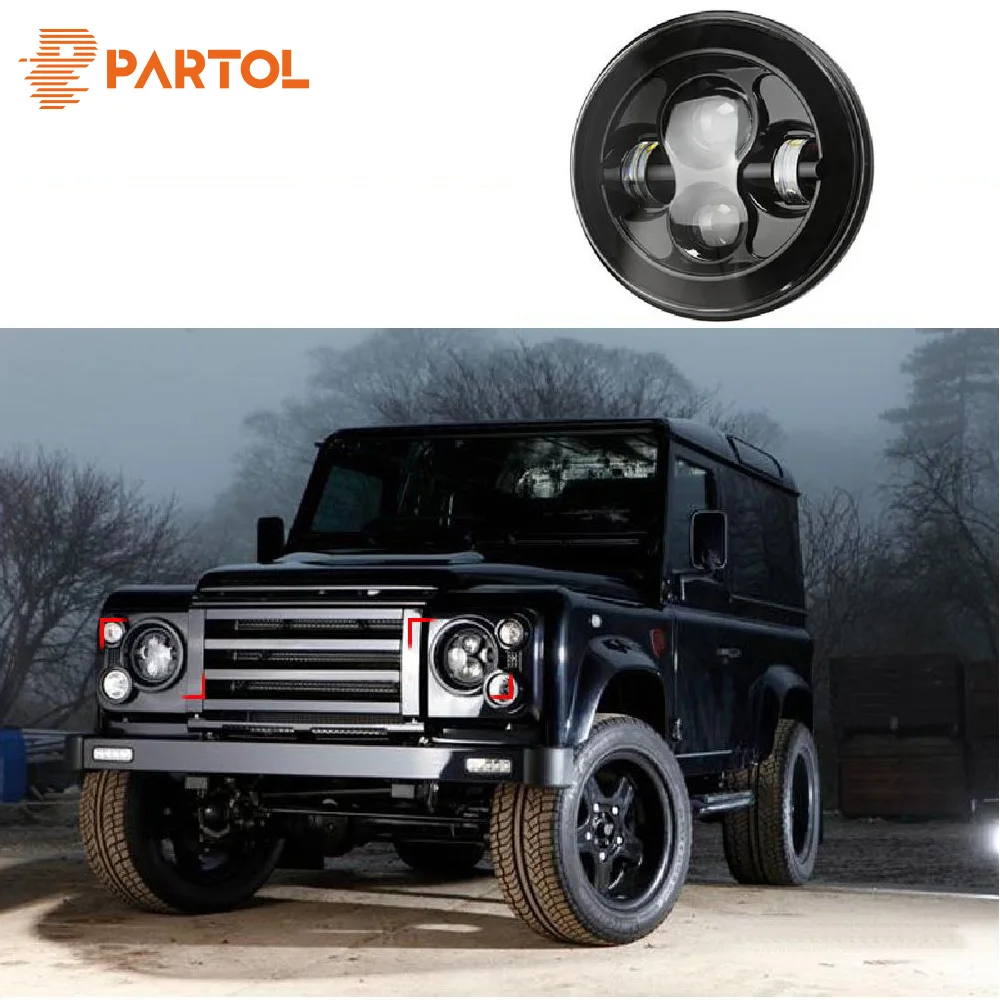

Partol 1pc Black 7" Round LED Headlight DRL Projector Headlamp Car Light Hi Lo Beam for JEEP Wrangler Land Rover Lada