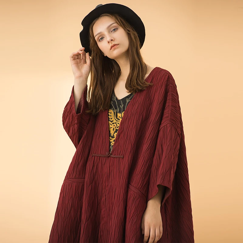 Контур дизайнерский бренд Женская одежда большого размера свободный размер одна пуговица Тренч пальто морщин текстура женское длинное пальто L181Y010