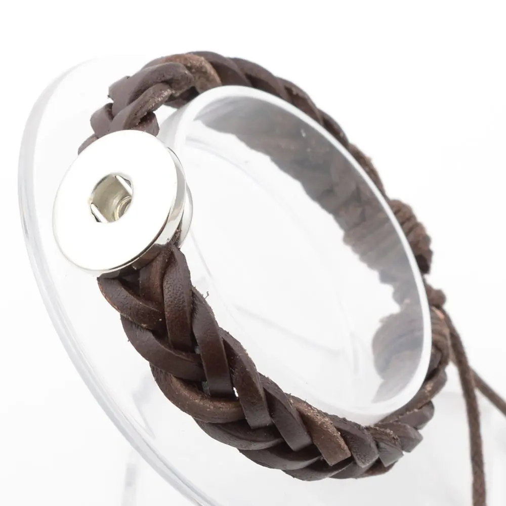 High quality adjustable size leather snap Bracelets For Women Fit 18mm