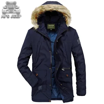 

Winter Male parka Warm Windbreaker Long Coat New Elastic Material Hooded Jackets Thick Casual Wear veste homme hiver AFS JEEP
