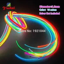Горячая Распродажа 3,2 мм Гибкий неоновый светильник EL Wire Rope, 10 цветов на выбор, не включает контроллер EL для игрушек, вечерние украшения