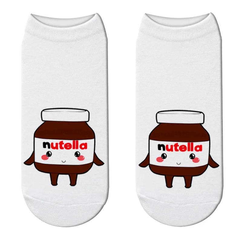 Новинка, короткие носки Nutella с 3D принтом, забавные женские модные носки с героями мультфильмов, Kawaii Nutella, короткие носки по щиколотку, Прямая поставка - Цвет: 7