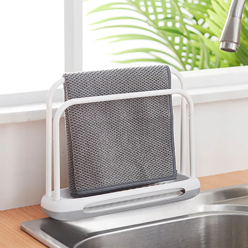 

Baffect Kitchen Storage Shelf for Rag Drainer Shelf Organizer Water-absorbing Quick-drying Diatom Mud Double-rod Rag Rack