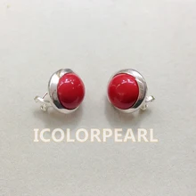 WEICOLOR красивый 14 мм ручной работы красный коралл или другие серебряные серьги с камнем шпильки