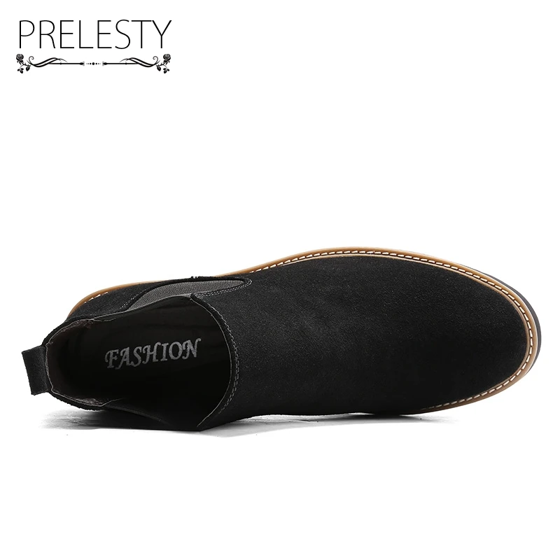 Prelesty Мужские классические ботинки «Челси» Зимние удобные замшевые качественные ботинки однотонные водонепроницаемые ботинки для бега