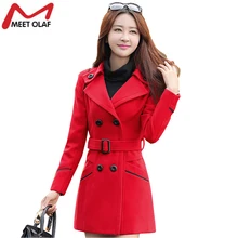 Женские шерстяные пальто новые женские зимние куртки элегантный шерстяной комбинированный Тренч пальто Женская ветровка верхняя одежда плюс размер 3XL YL159